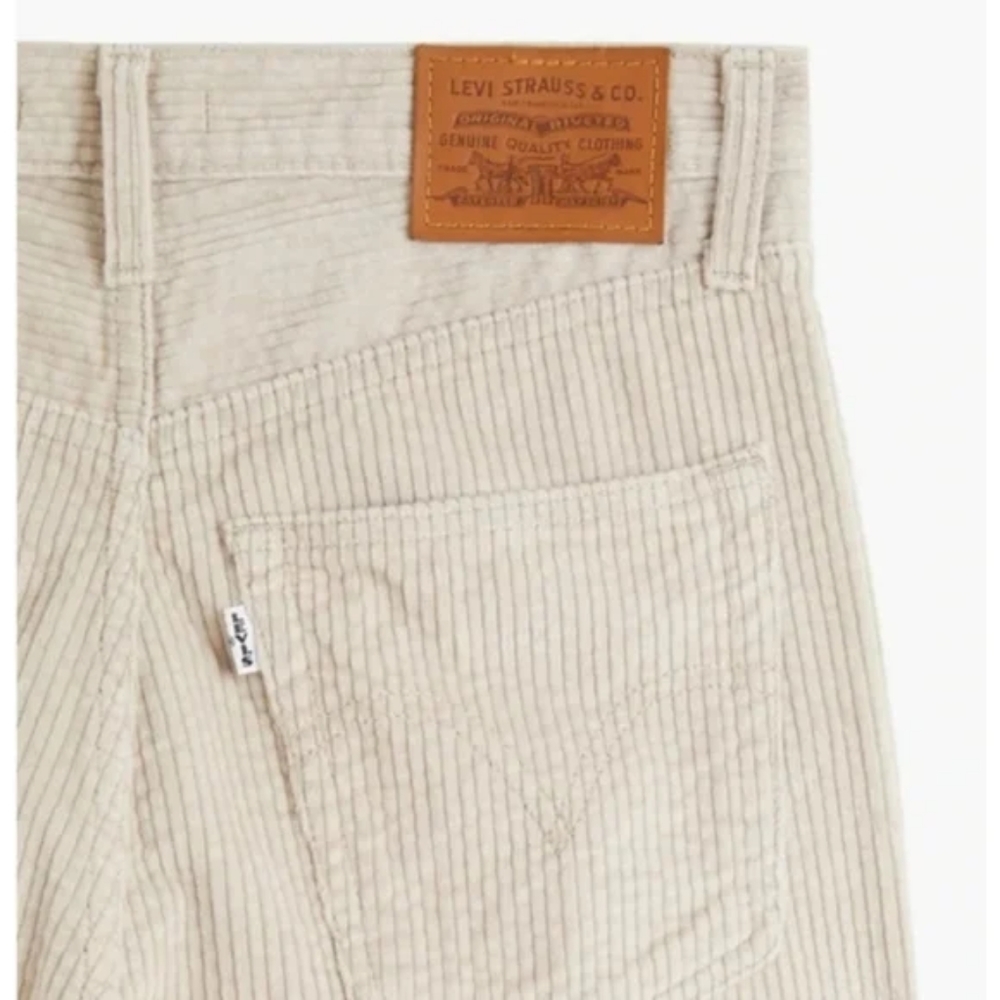Levi's Ribcage Corduroy Straight Leg Pants Cement Pebble Jeans - Picture 7 of 9